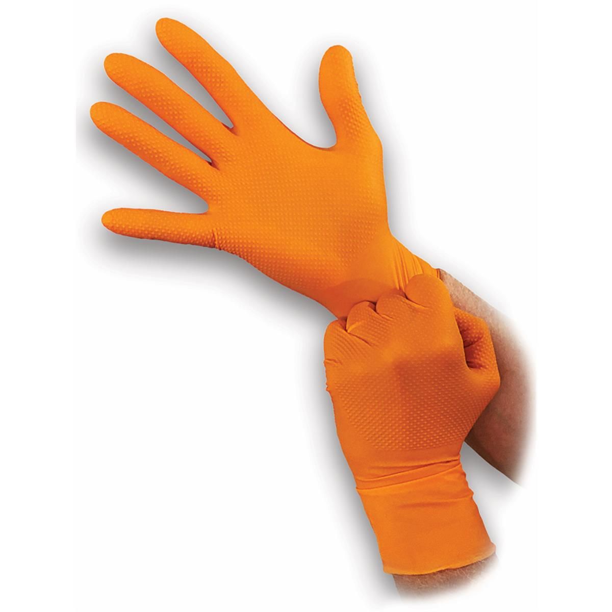 GLOVES ORANGE 7 MIL DIAMOND GRIP L CT 90