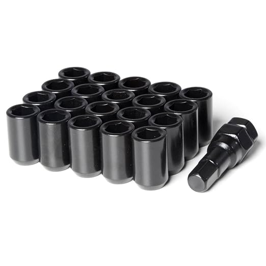 Performance Tuner Key Acorn Lug Nuts Black 12x1.5 Forged Steel (16pc + Tool)