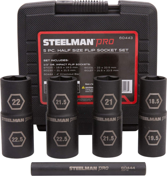 5-Piece 1/2-inch Drive 6-Point Impact Flip Socket and Knockout Bar Set