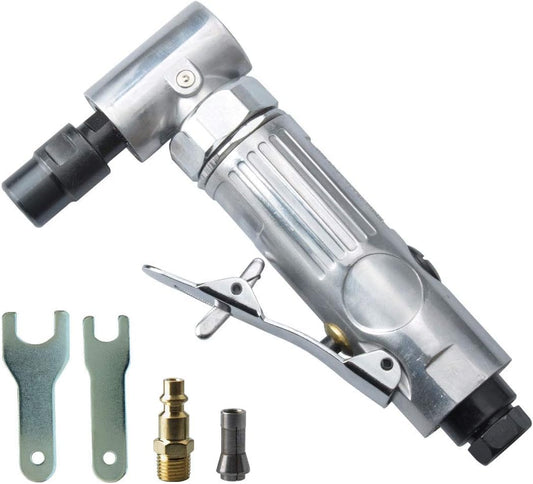 1/4-Inch 90° Angle Air Die Grinder, Mini Pneumatic Angle Die Grinder, Compact Air-Powered Grinder for Grinding, Polishing, Porting, and Deburring - Polished Finish