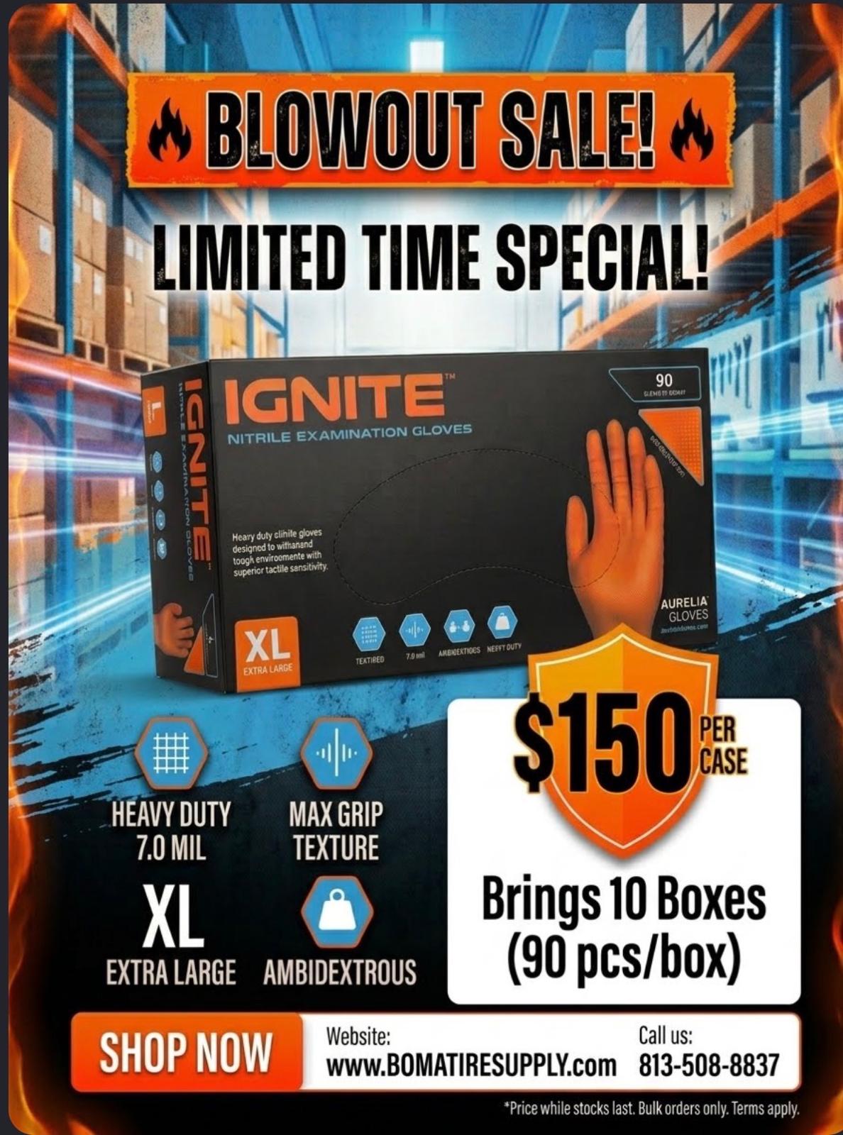 IGNITE XL - DIAMOND GRIP GLOVES - CASE OF 10 BOXES (900 PCS)
