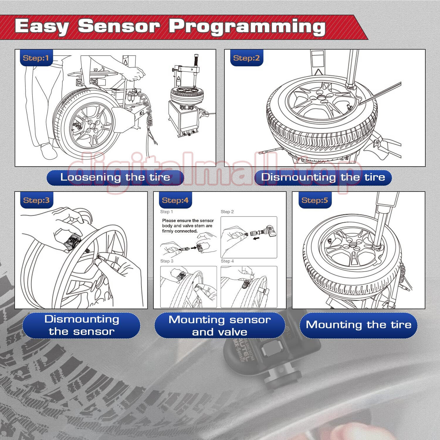 Autel MX-Sensor 315MHz & 433MHz Programmable TPMS Universal Tire Pressure Sensor